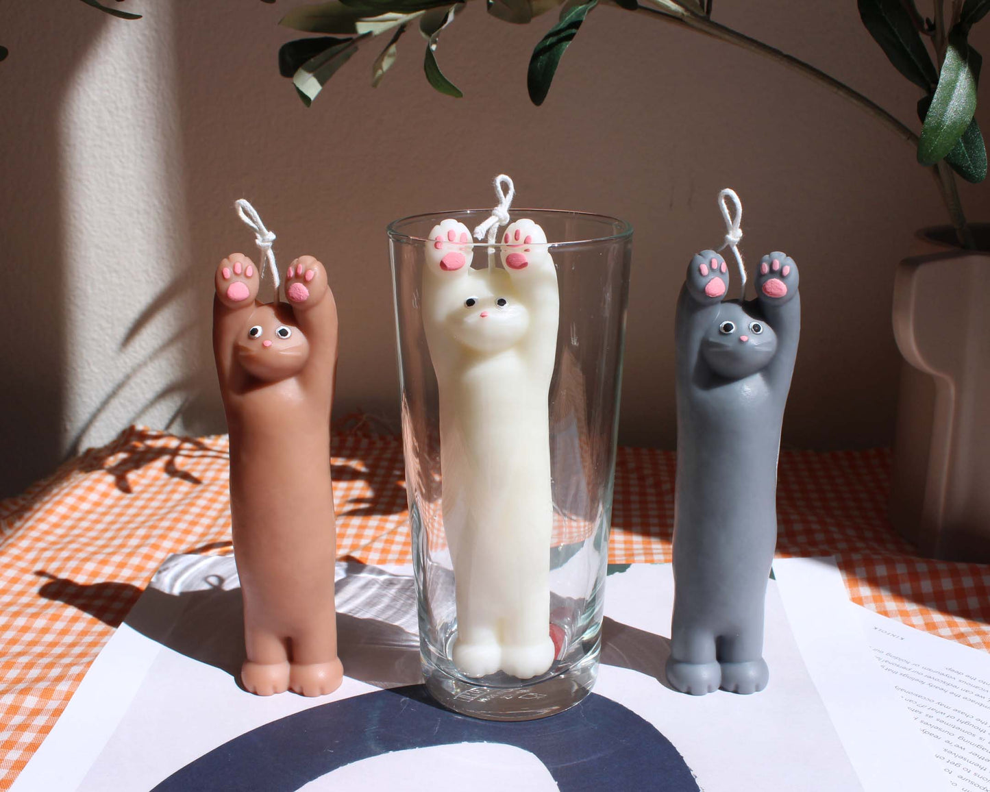 Stretching Cat Candle