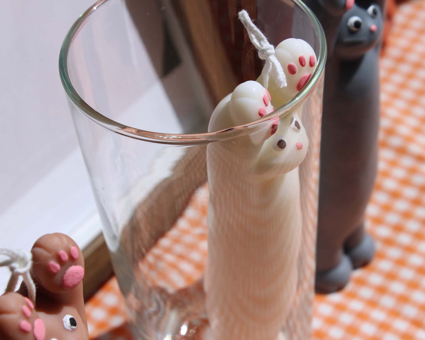 Stretching Cat Candle