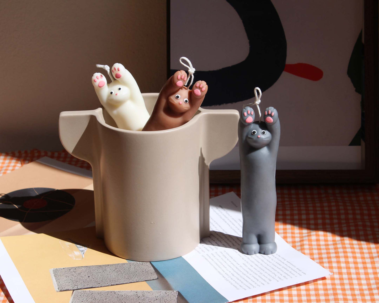 Stretching Cat Candle