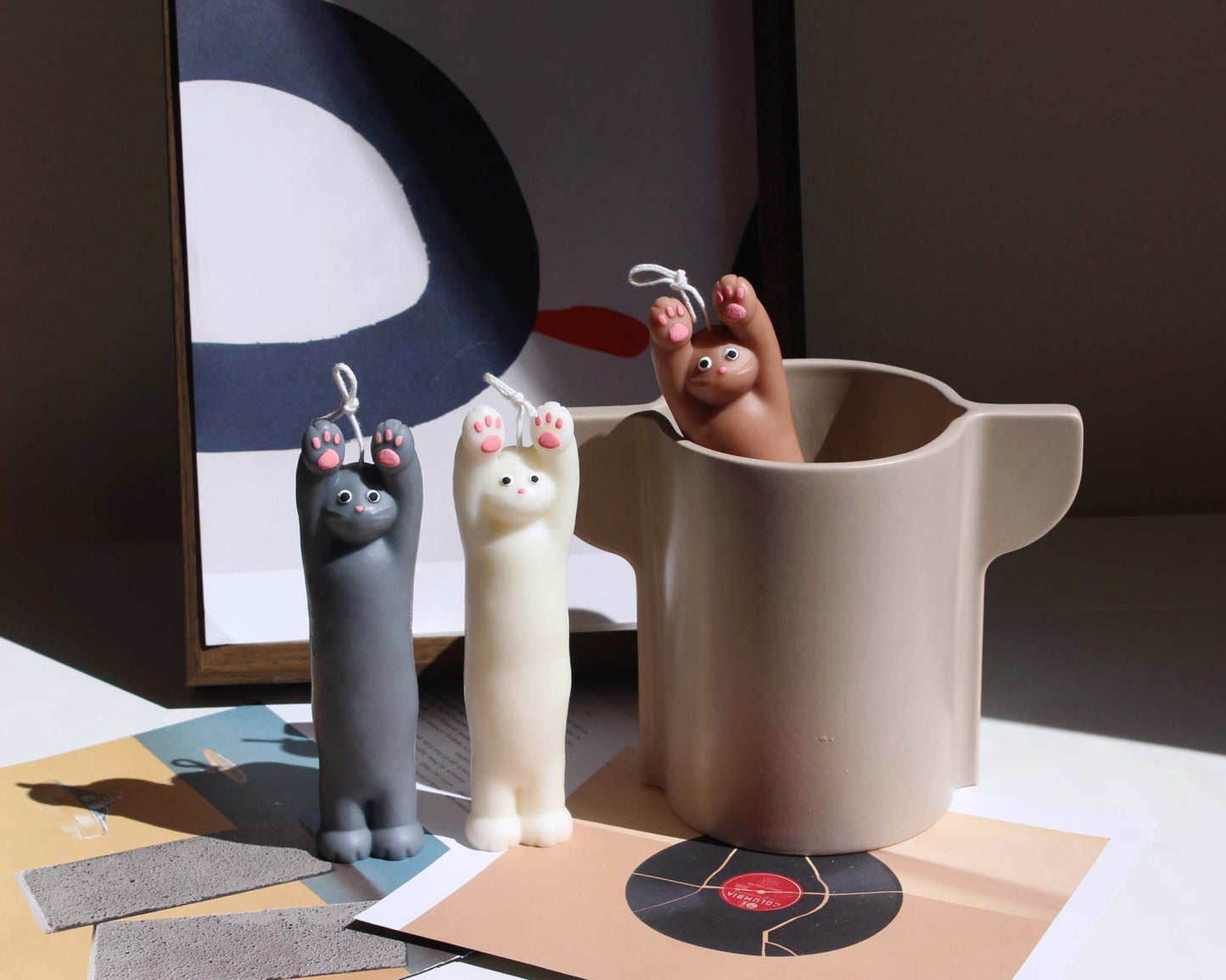 Stretching Cat Candle