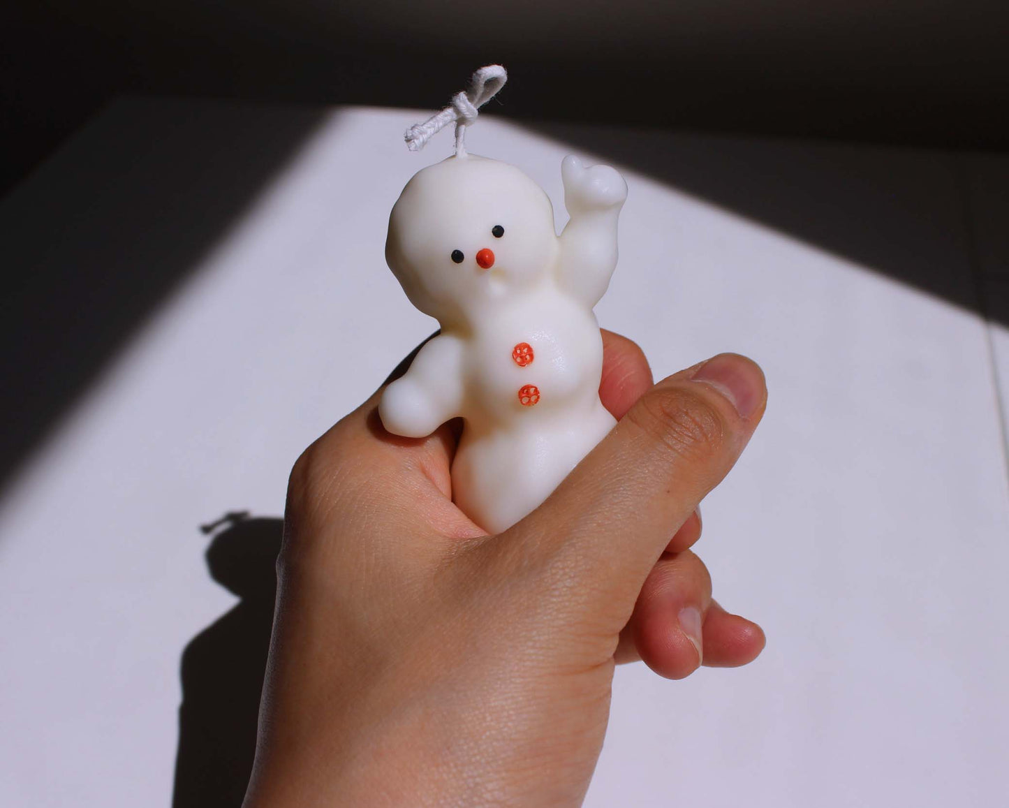 Thumbs Up Snowman Candle