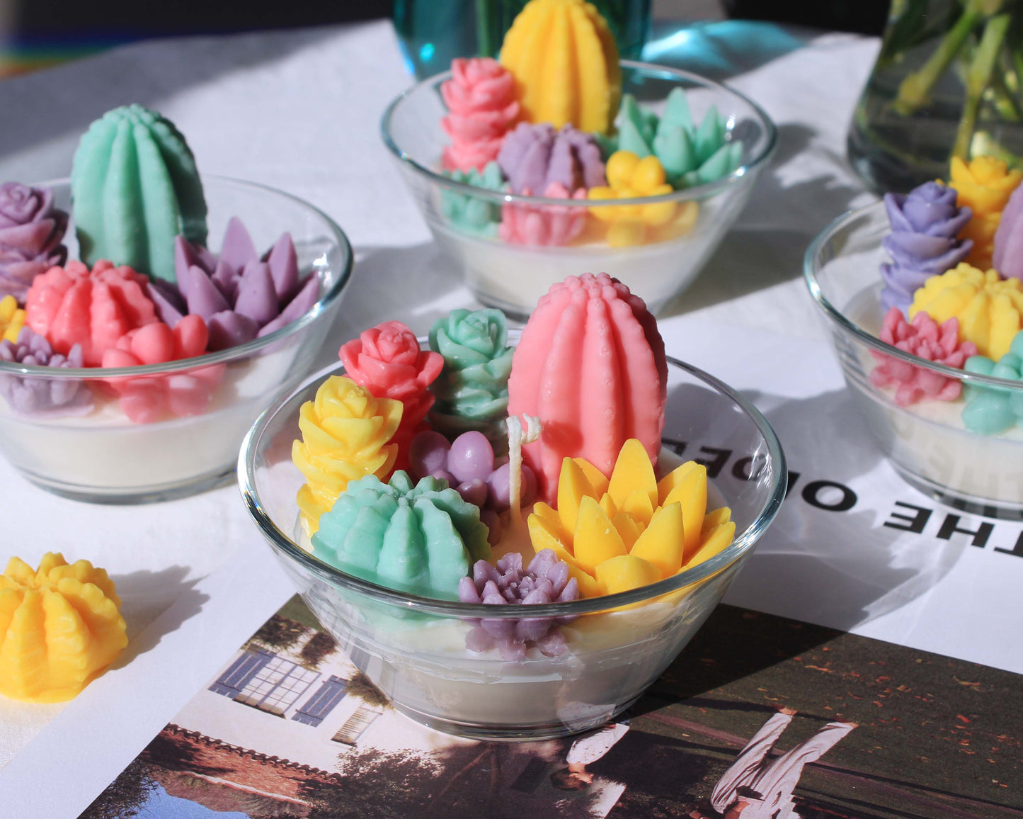 Pastel Cactus Garden Candle