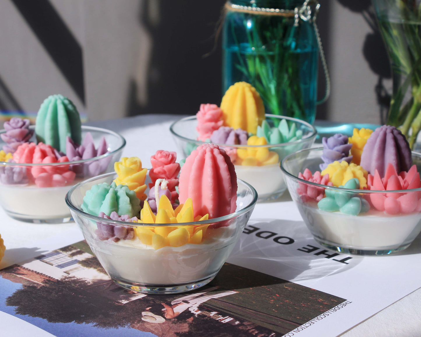 Pastel Cactus Garden Candle
