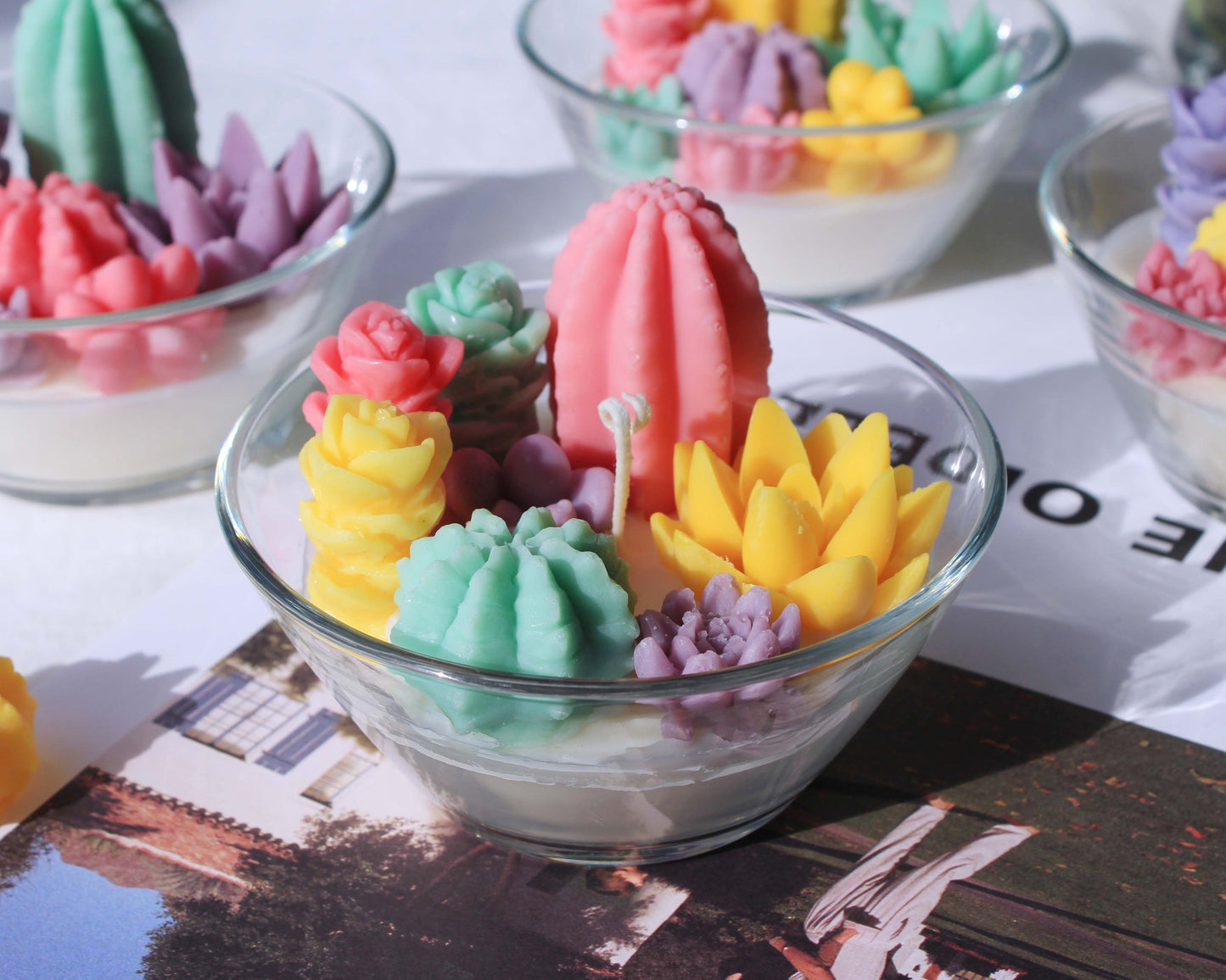 Pastel Cactus Garden Candle