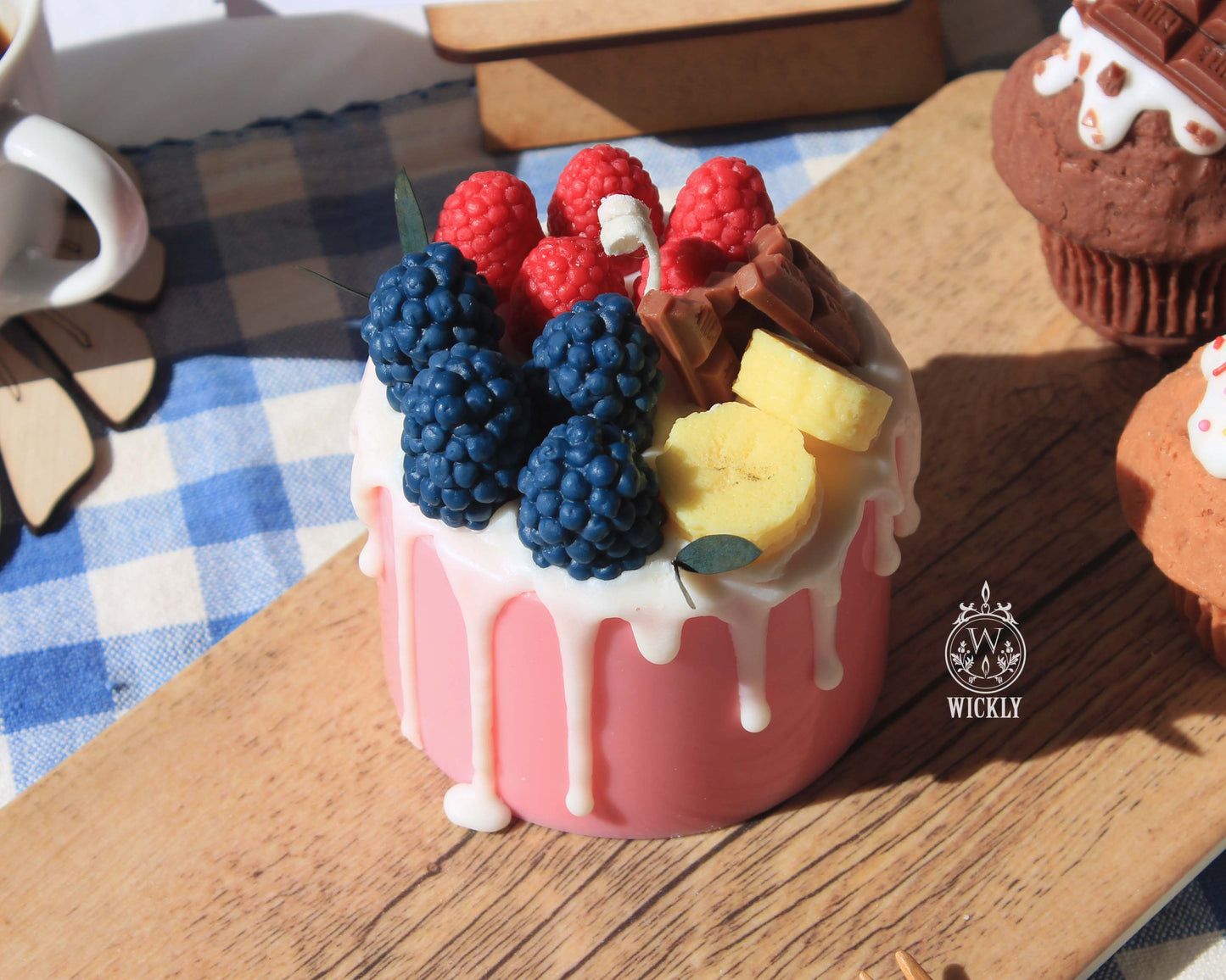 Fruit Cake Candle (Raspberry, Blackberry, Banana, Chocolate)