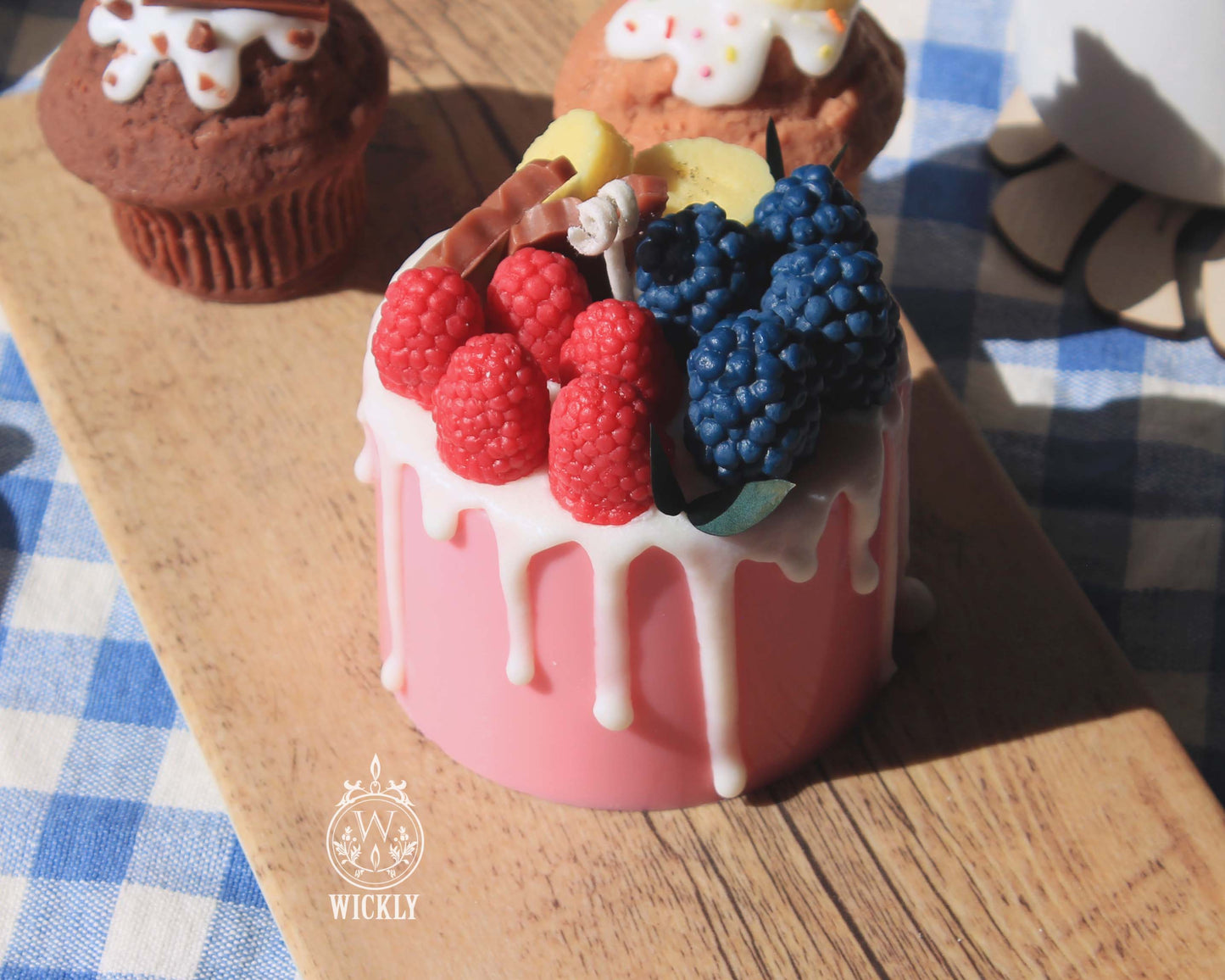 Fruit Cake Candle (Raspberry, Blackberry, Banana, Chocolate)