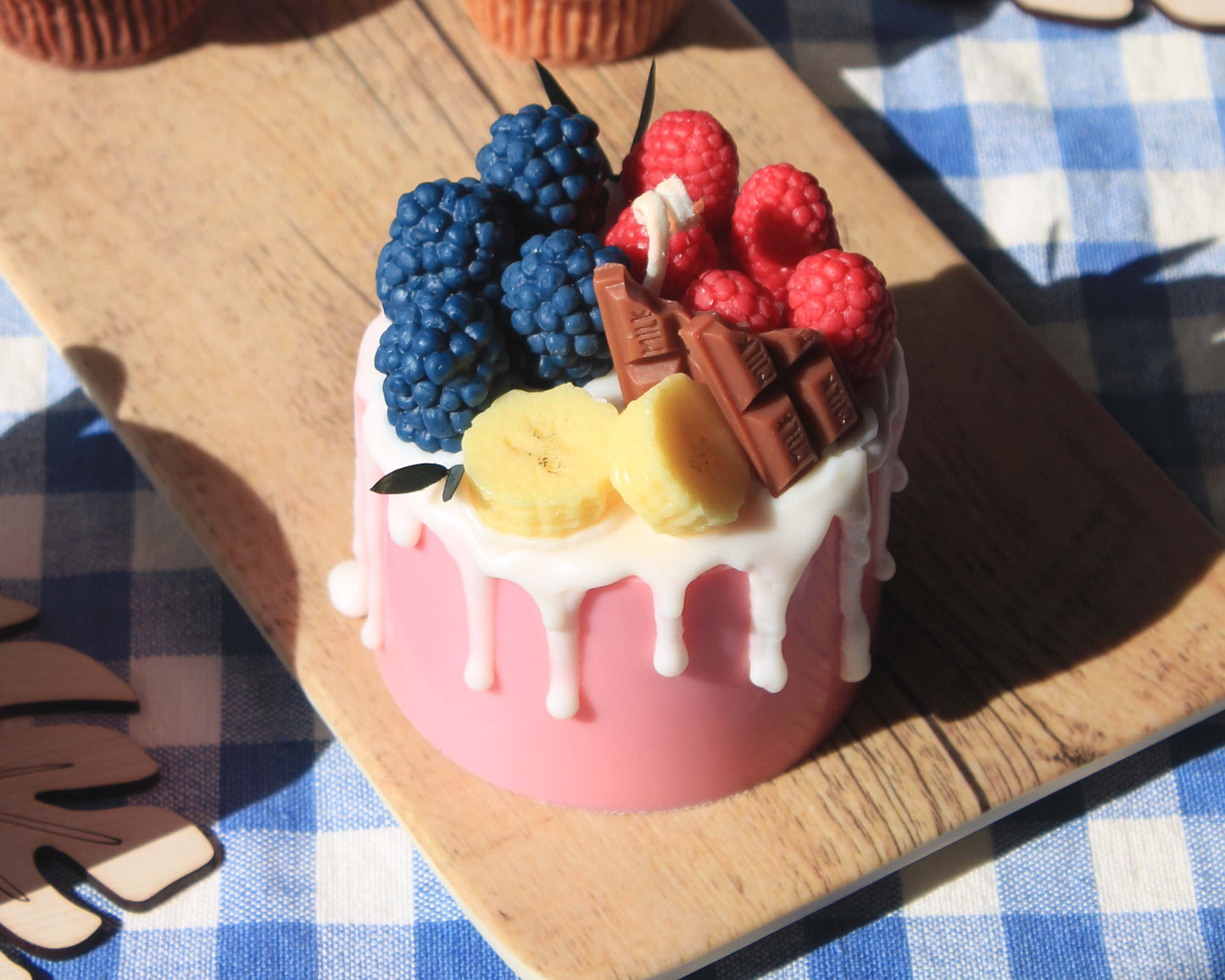 Fruit Cake Candle (Raspberry, Blackberry, Banana, Chocolate)
