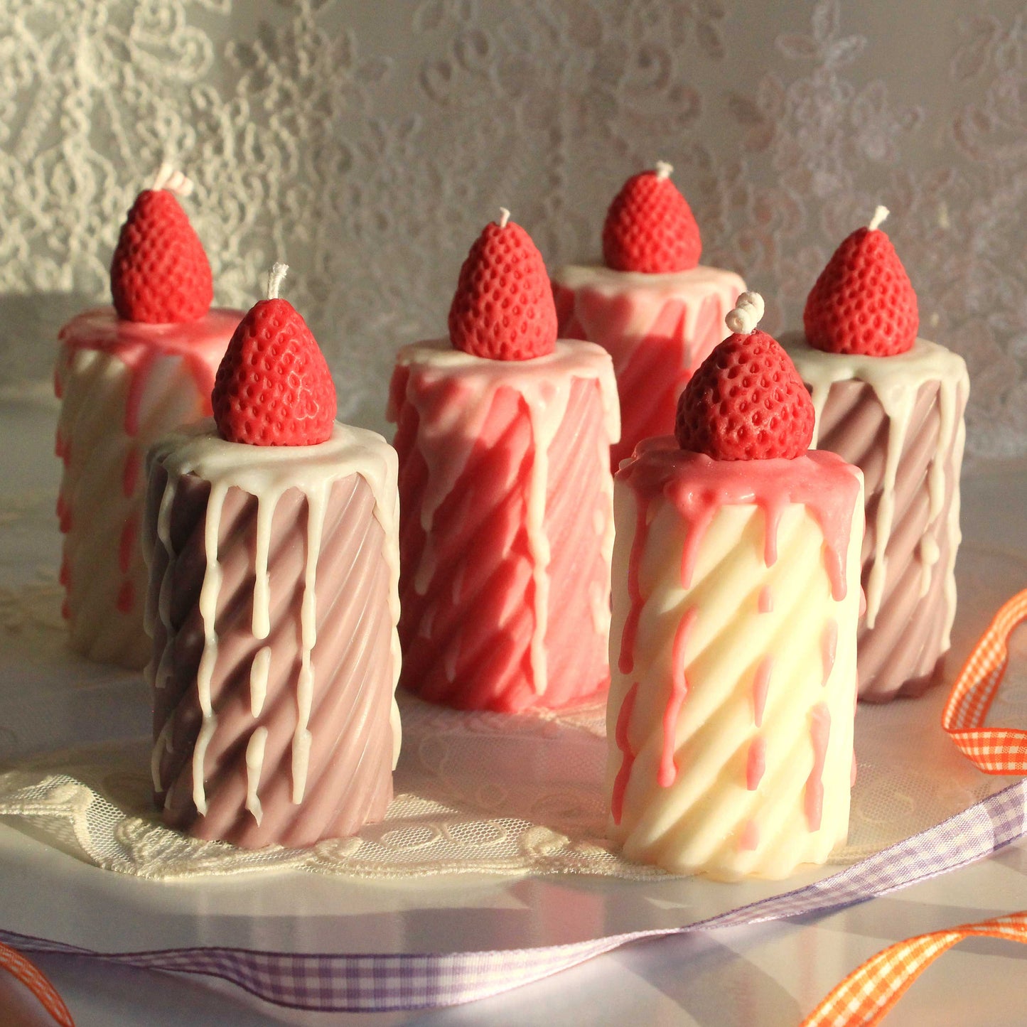 Twisted Strawberry Cake Candle