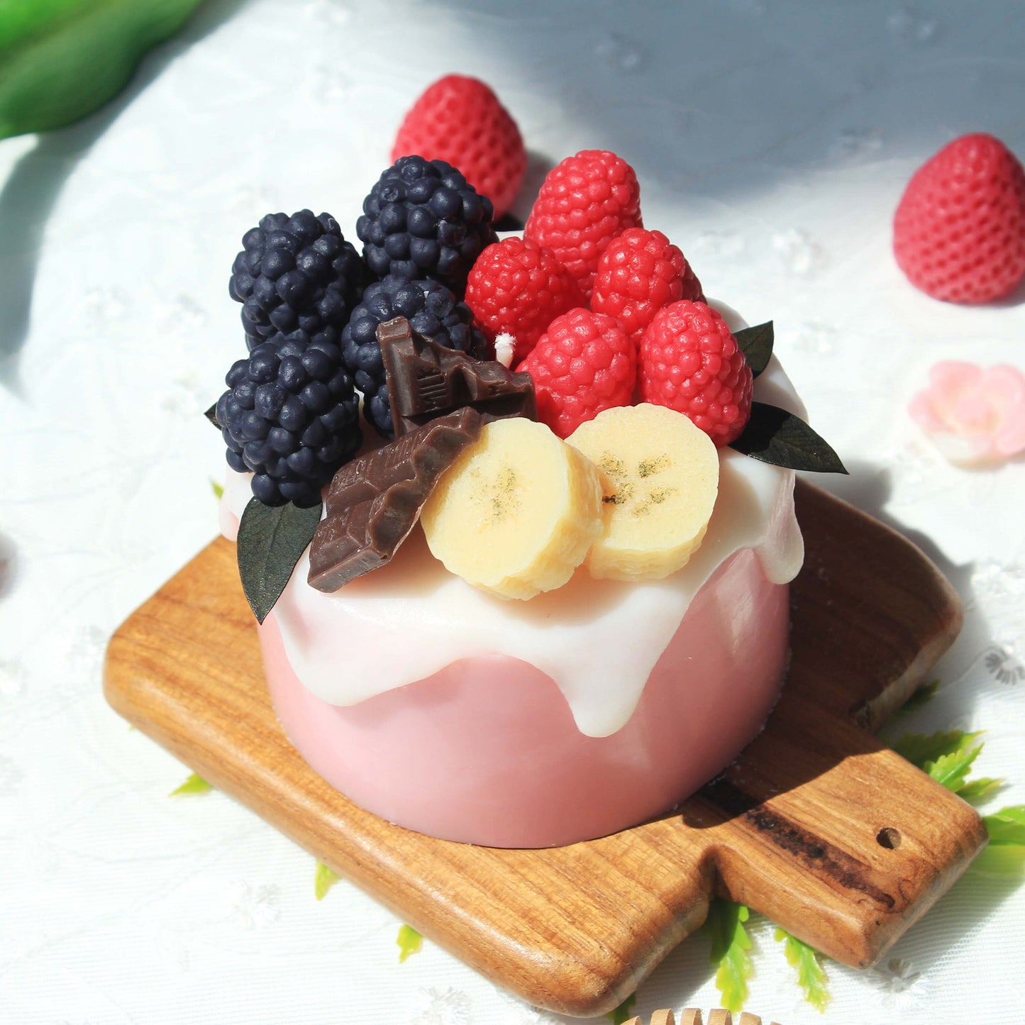 Fruit Cake Candle (Raspberry, Blackberry, Banana, Chocolate)