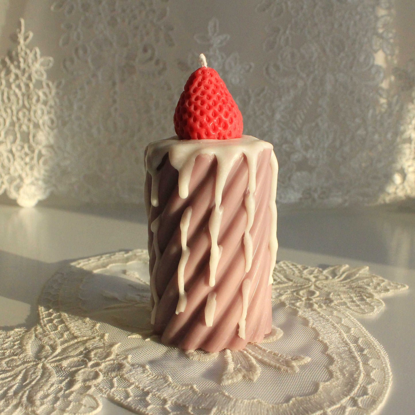 Twisted Strawberry Cake Candle